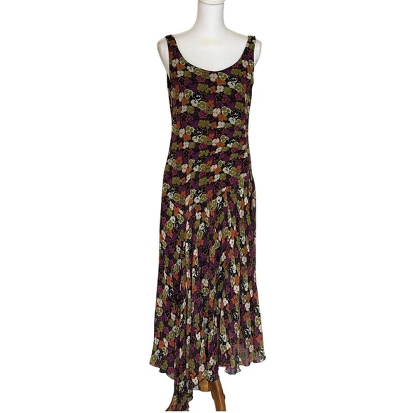 Jones New York Dresses & Skirts - Jones NY 100% Silk Floral Handkerchief Hem Maxi dress Romantic Boho Size 8